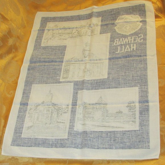 Vintage Blue Kitchen Towel SCHWAB HALL RATHAUS Germany - Picture 4 of 8